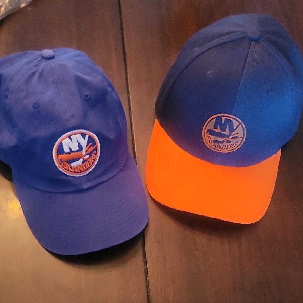 2 NY New York Islander Promotional Blue Caps with Orange Trim